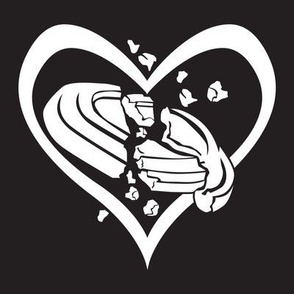  Trap Shooting & Skeet Shooting Love - Broken Clay Target within Heart - Black with White Silhouette