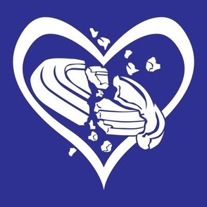  Trap Shooting & Skeet Shooting Love - Broken Clay Target within Heart - Dark Blue with White Silhouette