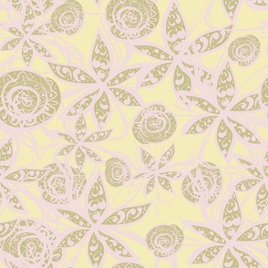 Delicate floral ornament in pastel colors