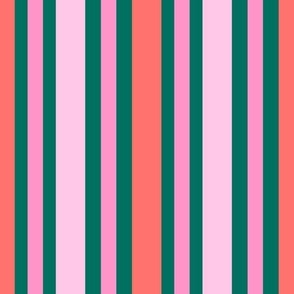 Calm River Waves // small // stripes, green, pink, coral