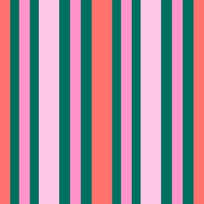 Calm River Waves // medium // stripes, green, pink, coral