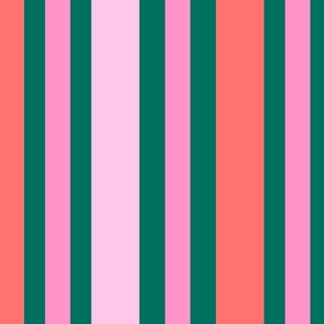 Calm River Waves // large // stripes, green, pink, coral