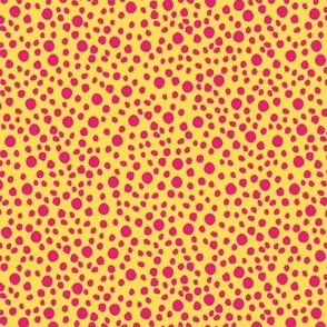 Small Snowy Days- hot pink spots  on a yellow background