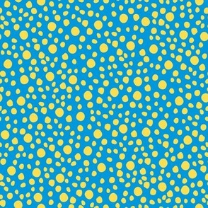 Small Snowy Days- yellow spots  on bright blue background
