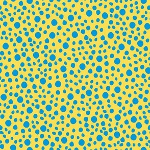 Small Snowy Days- bright blue spots  on yellow background