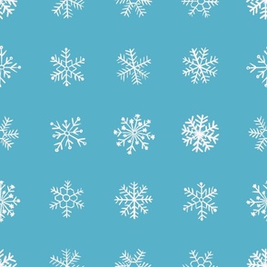 Winter Holiday Snowflakes // medium // Christmas, blue, white, snowflakes, seasonal