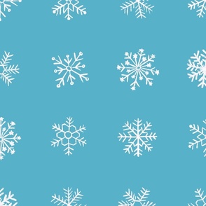 Winter Holiday Snowflakes // large // Christmas, blue, white, snowflakes, seasonal