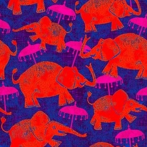 Elephant Parade, Bright Red, Blues, and Purples