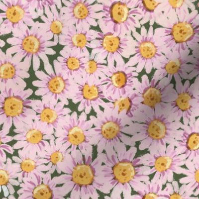 Pink Meadow Daisies on Cactus Green