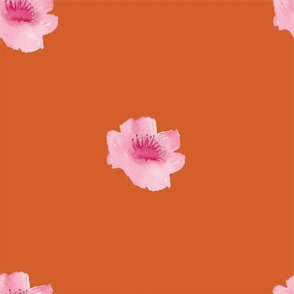 Pink Bright Watercolor Floral with Orange Background