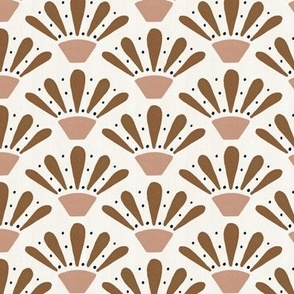 Brown and dusty pink fan pattern for wallpaper 
