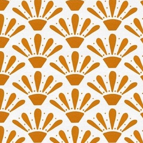 Geometric, terracotta orange fan pattern for wallpaper