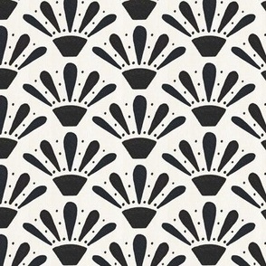 Geometric, black and white fan pattern for neutral wallpaper, cushions and home decor
