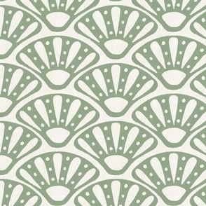 Geometric, jadeite/sage green fan pattern for wallpaper, cushions and home decor