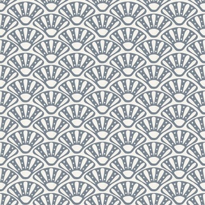 Geometric, dusty blue fan pattern for coastal and nautical wallpaper