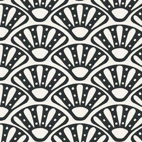 Geometric, black and white fan pattern for neutral wallpaper, cushions and home decor