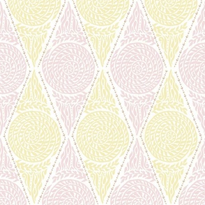 Garden Harlequin in Piglet Pink and Butter Yellow - XL