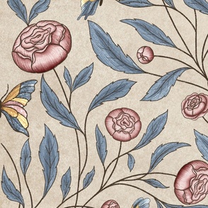Swirling floral italian villa style wallpaper design 