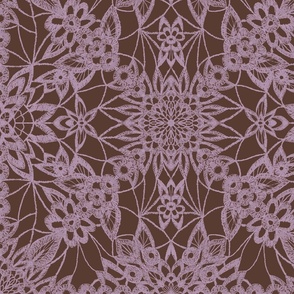 lace print in brown and pink by rysunki_malunki