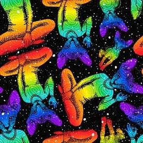 Rainbow woman cat sphynx in cosmos