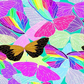 broken butterfly wings, abstract style.