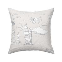 North Sea beach toile de jouy | light gray | large