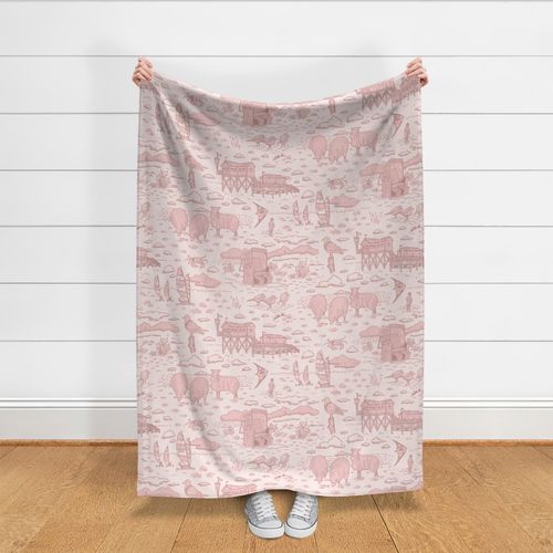 North Sea beach toile de jouy | pale pink | large