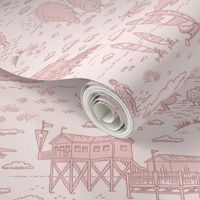 North Sea beach toile de jouy | pale pink | large