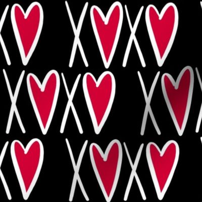 XOXO with Hearts - Black and Red