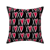 XOXO with Hearts - Black and Red