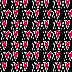 XOXO with Hearts - Black and Red