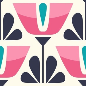 2739 D Large - retro scandi blossoms