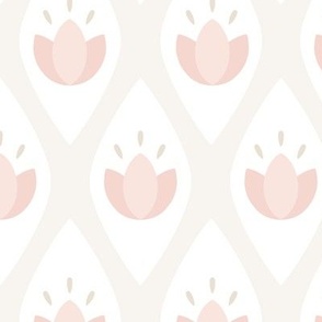 Tulip Diamond Quilt Beige, Coral, Peach // Regency Little Girl // Medium