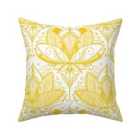 Warm Golden Yellow Art Nouveau Lotus Lace - medium