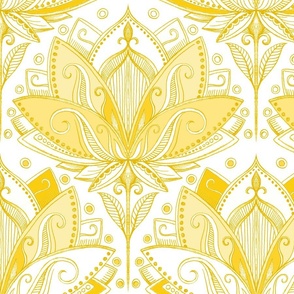 Warm Golden Yellow Art Nouveau Lotus Lace - large