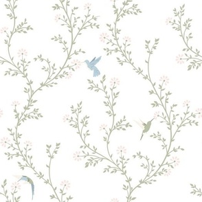 Hummingbird Trellis // Flowers & Leaves on Vines // Modern Vintage Little Girl // Medium