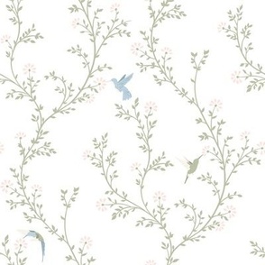 Hummingbird Trellis // Flowers & Leaves on Vines // Modern Vintage Little Girl // Small