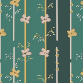 Stripes with Flowers (Green)