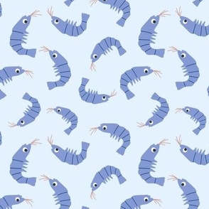 Ditsy cute blue periwinkle shrimps in the ocean