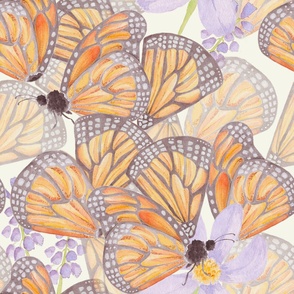 Flowers and butterfly- hand painted-jumbo