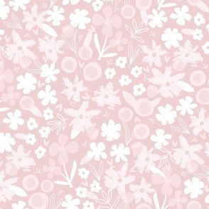 Floral Garden in Piglet | baby pink florals | Jumbo Scale ©designsbyroochita