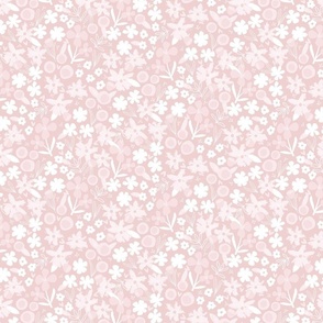 Floral Garden in Piglet | baby pink florals | Small Scale ©designsbyroochita
