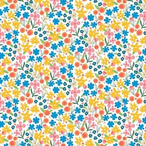 Floral Garden Multicolor | Yellow, Blue, Pink, Red, Orange, Green | Small Scale ©designsbyroochita