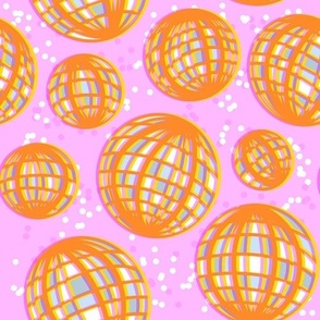 Large-Scale disco ball party confetti in Pink, Orange and Sparkles