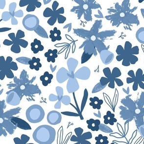 Floral Garden Blue | Jumbo Scale ©designsbyroochita