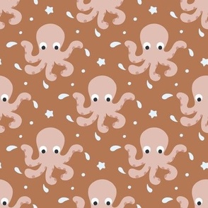  Cute light pink octopuses in the orange ocean