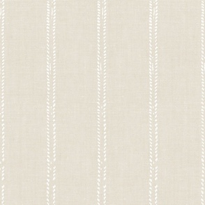 Vintage Pine Needle Stripes Off White Tan Large