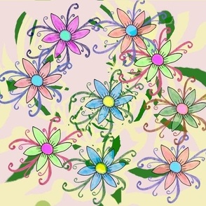 Ista Raye - floral flowers romantic fabric art design pattern