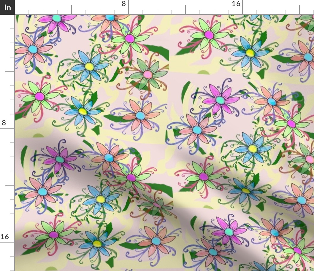 Ista Raye - floral flowers romantic fabric art design pattern