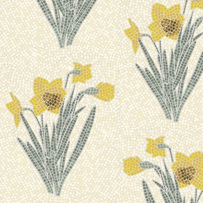 Green and Ivory Tiled Daffodils